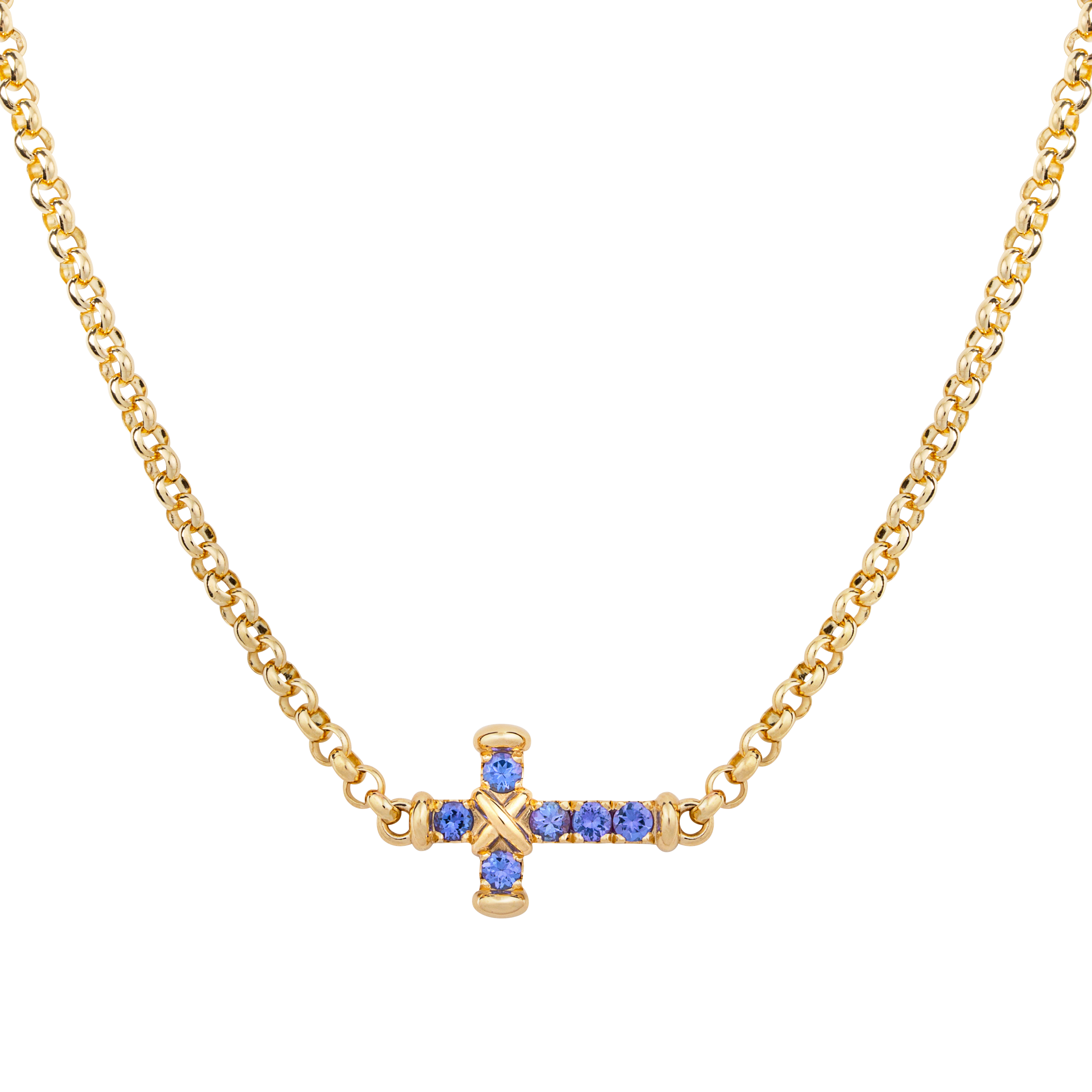 C. 2000 Vintage .56 ct. t.w. Tanzanite Cross Pendant Necklace with Diamond  Accents in 18kt White Gold | Ross-Simons