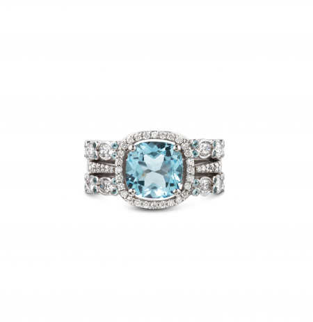 aquamarine and diamond ring and ring jacket