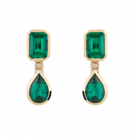 Bespoke emerald earrings with removable diamond circles