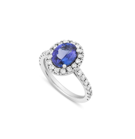 Tanzanite and diamond engagement ring