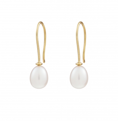 White fresh water pearl drop earrings