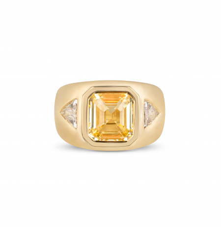 Yellow sapphire and diamond engagement ring