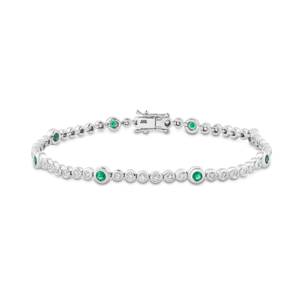 Diamond and emerald bobble tennis bracelet | Philippa Herbert
