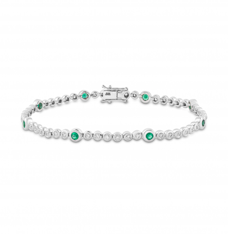 Diamond and emerald bobble tennis bracelet