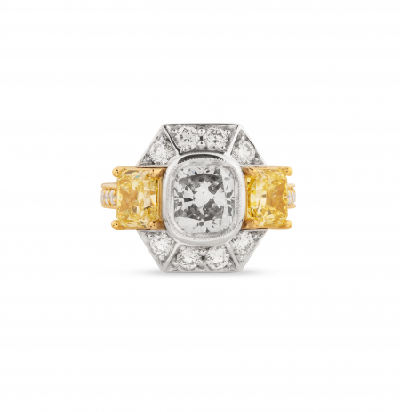 Brilliant and radiant cut diamond engagement ring