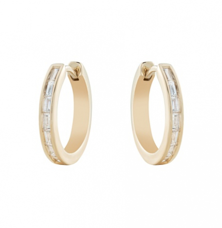 Baguette diamond hoop earrings