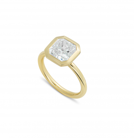 Radiant cut solitaire engagement ring