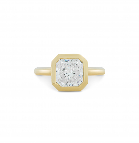 Radiant cut solitaire engagement ring