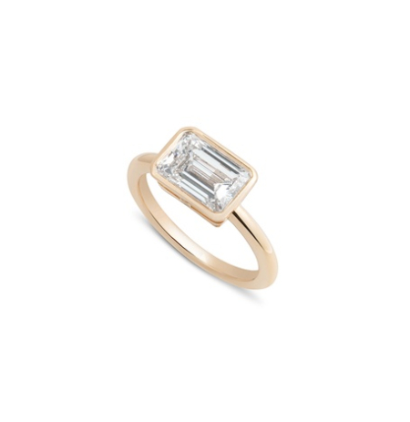 Octagon cut solitaire engagement ring