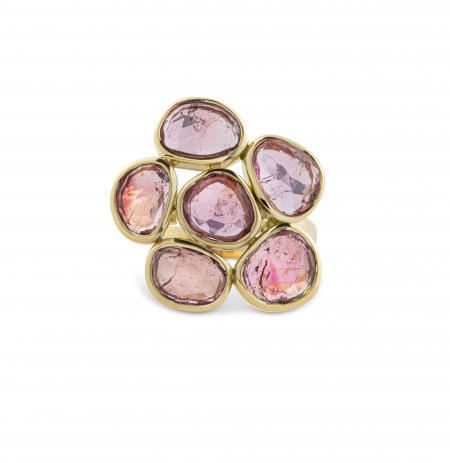 Pink tourmaline flower ring