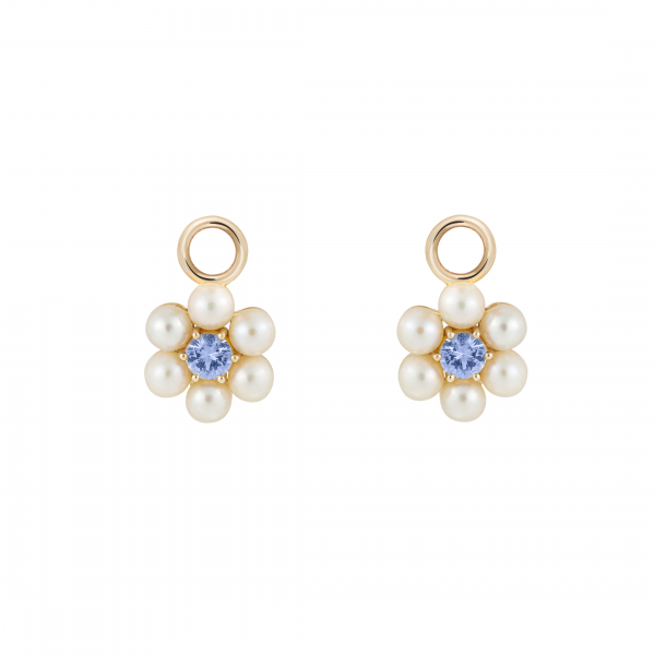 Philippa Herbert Pearl and Blue Sapphire Earring Drops