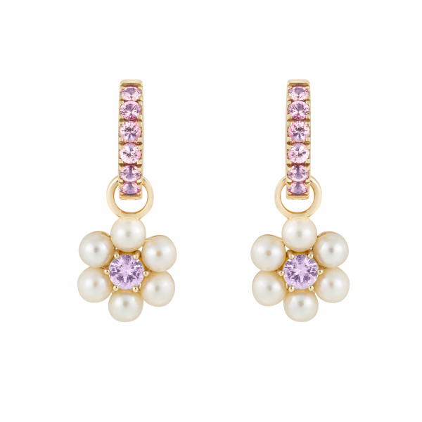 philippa herbert pearl and pink sapphire daisy drops