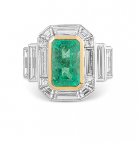 Emerald and Diamond Bespoke Engagement Ring