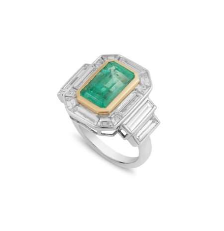 Emerald and Diamond Bespoke Engagement Ring