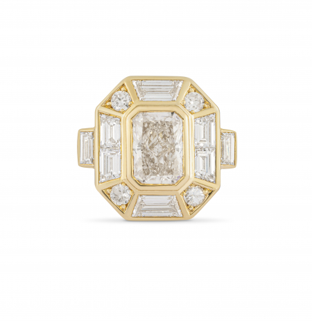 Radiant cut champagne diamond engagement ring