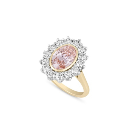 Oval pink diamond engagement ring