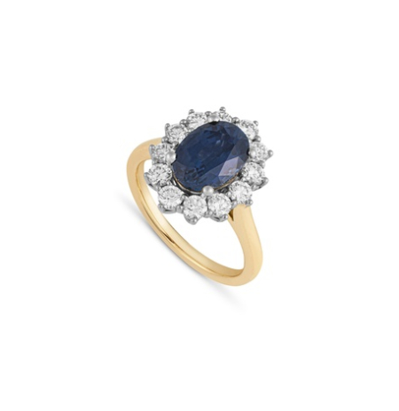 Central oval sapphire engagement ring