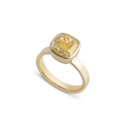 Pale Yellow Cushion Cut Solitaire