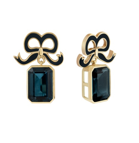 Philippa Herbert X Suzannah London: Enamel Bow Earrings London Blue