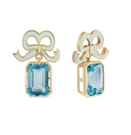 Philippa Herbert X Suzannah London: Enamel Bow Earrings Sky Blue