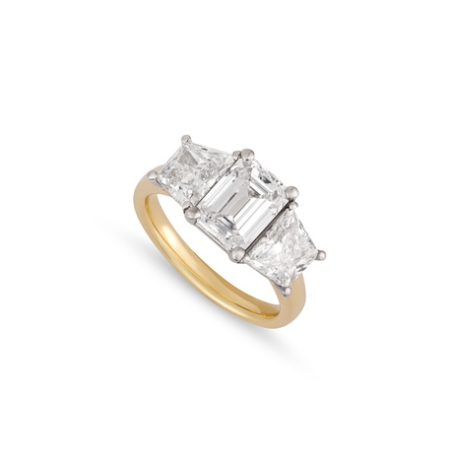 Emerald Cut Diamond Trilogy Ring