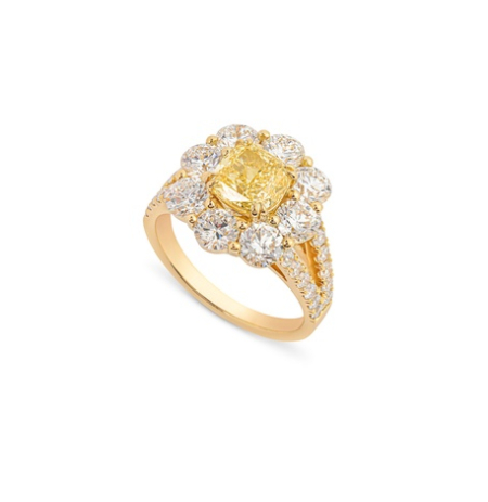 Cushion-Cut Yellow Diamond Ring